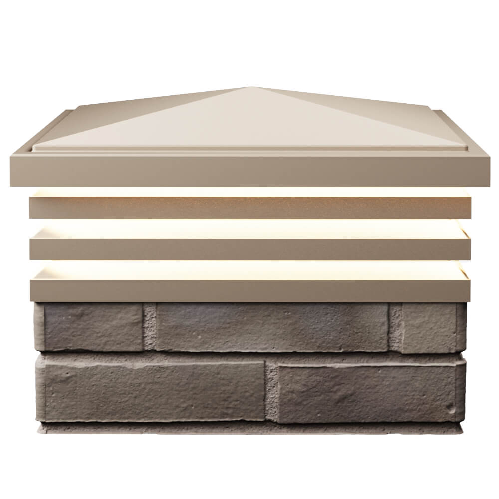 Колпак Zking Бона ХайТек Бежевый на столб 1.5х1.5 кирпича (385х385мм) с подсветкой в Кургане фото