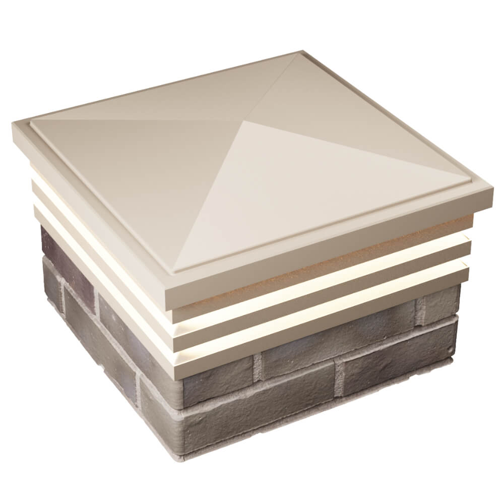 Колпак Zking Бона ХайТек Бежевый на столб 1.5х1.5 кирпича (385х385мм) с подсветкой в Кургане фото