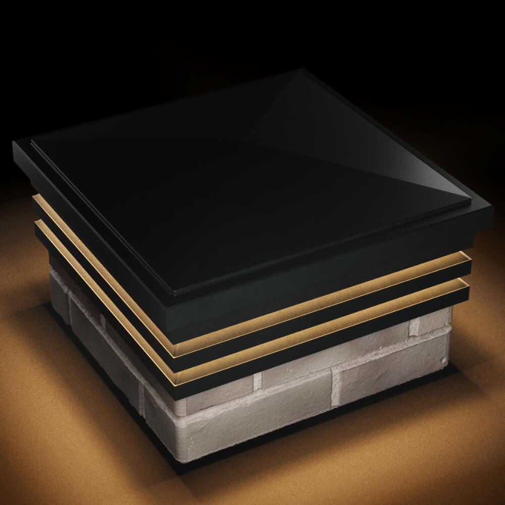 Колпак Zking Бона ХайТек Черный на столб 1.5х1.5 кирпича (385х385мм) с подсветкой в Кургане фото