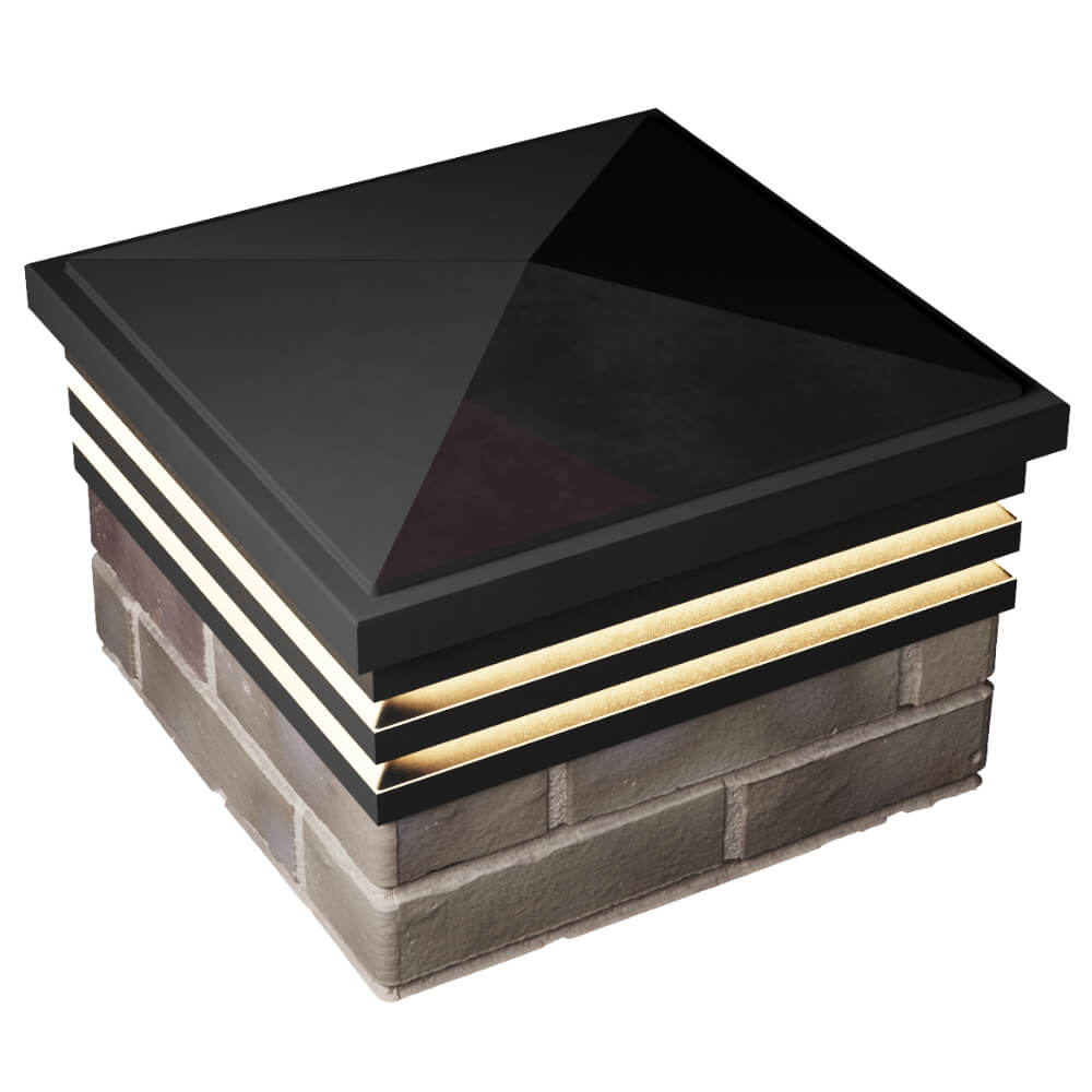 Колпак Zking Бона ХайТек Черный на столб 1.5х1.5 кирпича (385х385мм) с подсветкой в Кургане фото