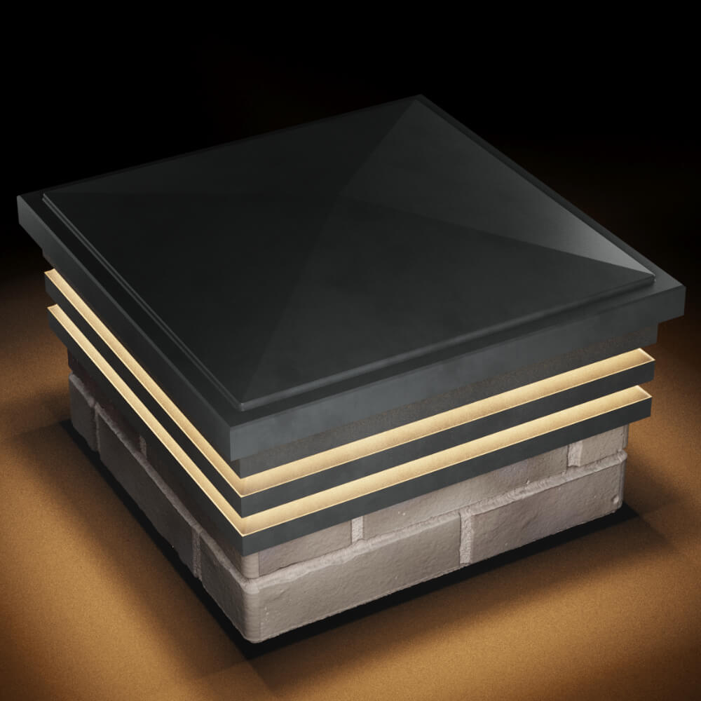 Колпак Zking Бона ХайТек Серый на столб 1.5х1.5 кирпича (385х385мм) с подсветкой в Кургане фото