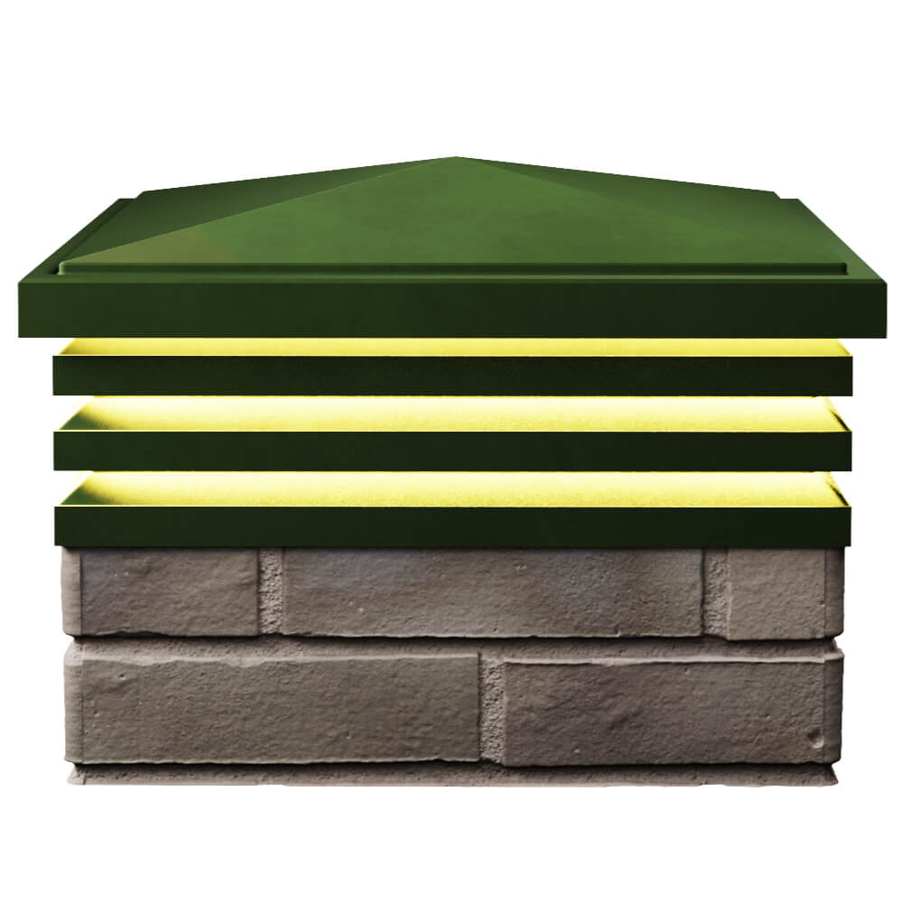 Колпак Zking Бона ХайТек Зеленый на столб 1.5х1.5 кирпича (385х385мм) с подсветкой в Кургане фото