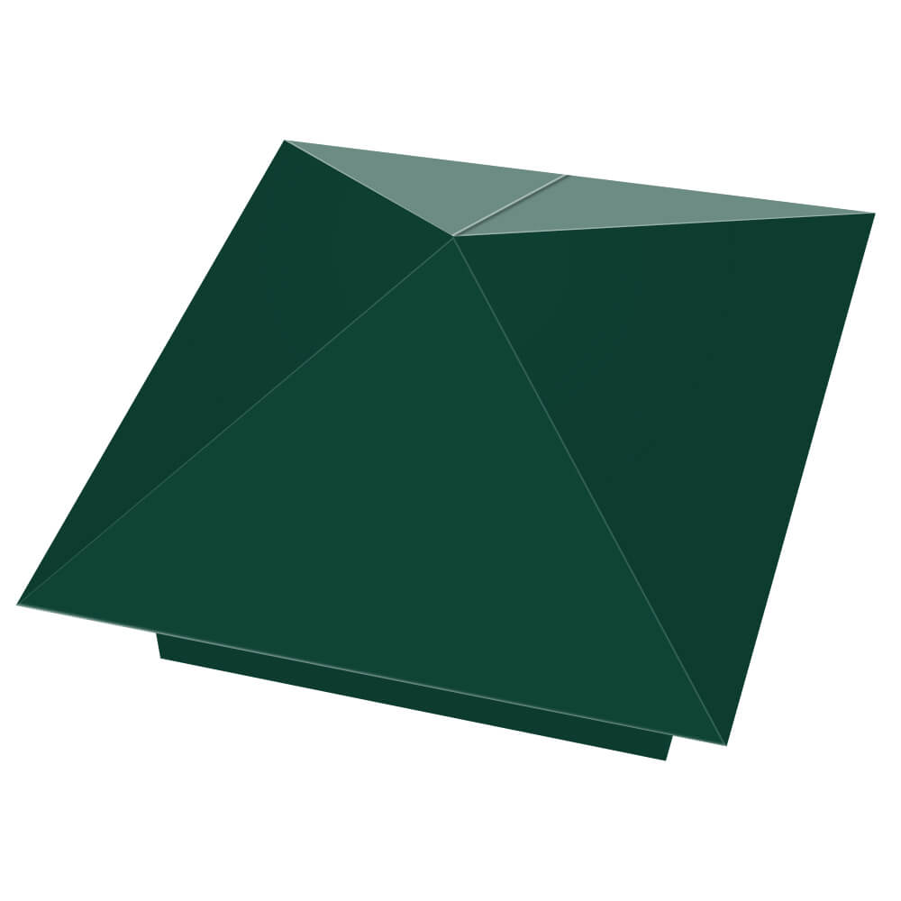 Колпак металлический 390х390мм RAL6005 Зеленый Мох заборный Курган фото