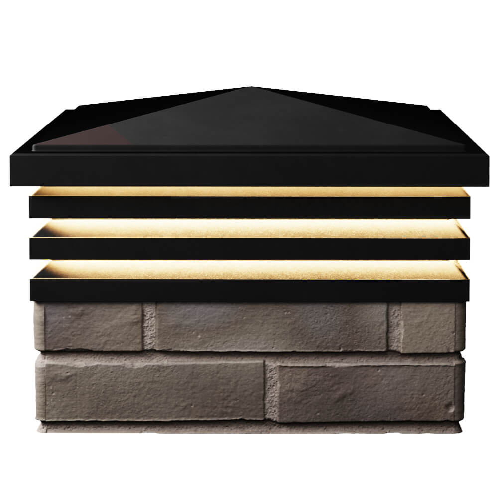 Колпак Zking Бона ХайТек Черный на столб 1.5х1.5 кирпича (385х385мм) с подсветкой в Кургане фото