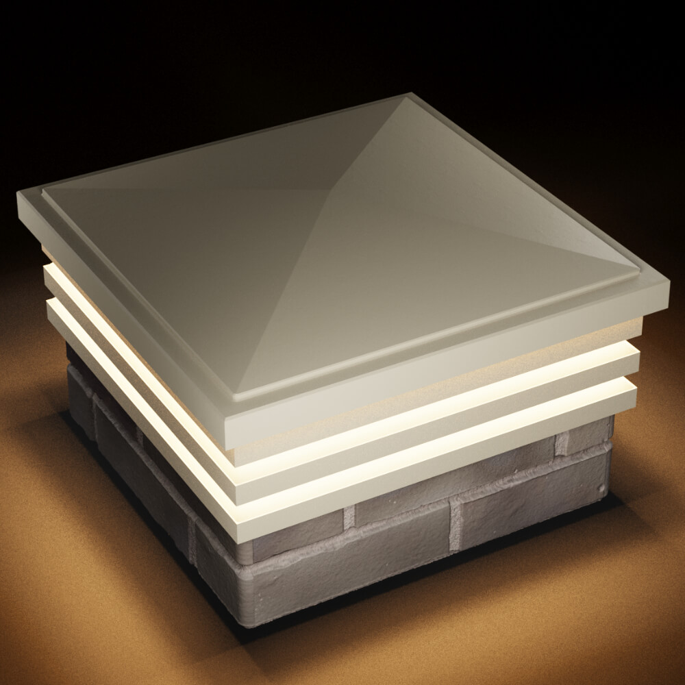 Колпак Zking Бона ХайТек Бежевый на столб 1.5х1.5 кирпича (385х385мм) с подсветкой в Кургане фото