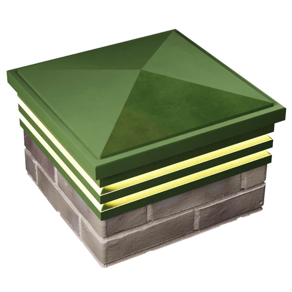 Колпак Zking Бона ХайТек Зеленый на столб 1.5х1.5 кирпича (385х385мм) с подсветкой в Кургане фото