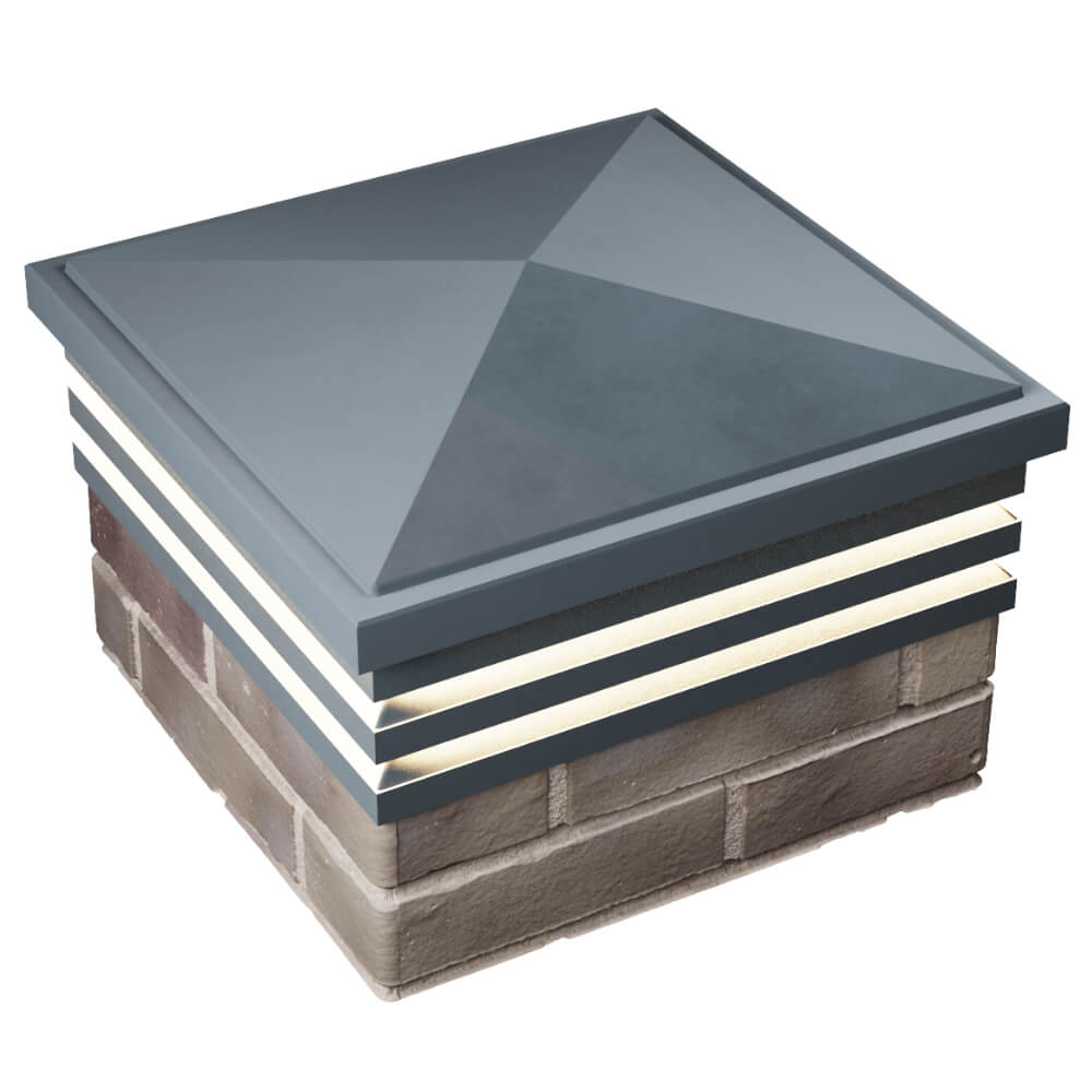 Колпак Zking Бона ХайТек Серый на столб 1.5х1.5 кирпича (385х385мм) с подсветкой в Кургане фото