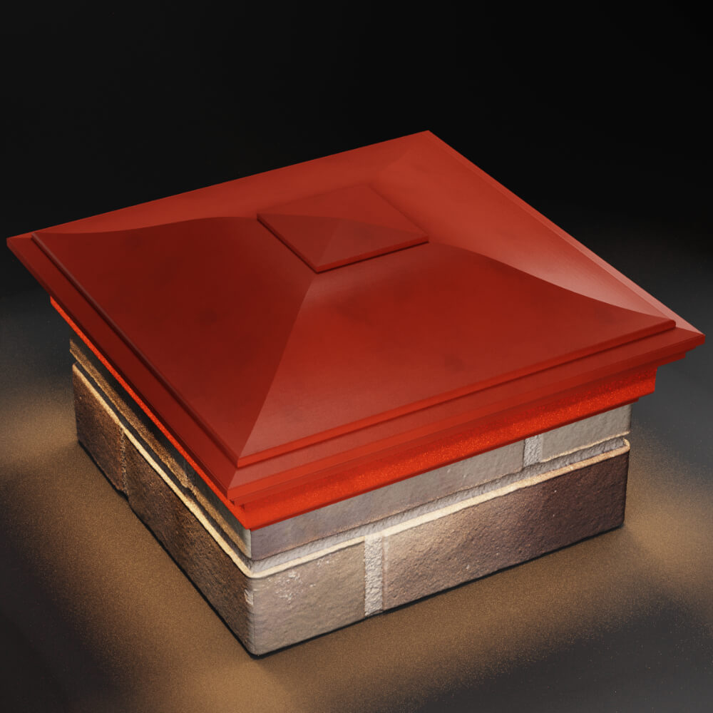 Колпак Zking Монблан Красный на столб 1.5х1.5 кирпича (385х385мм) с подсветкой