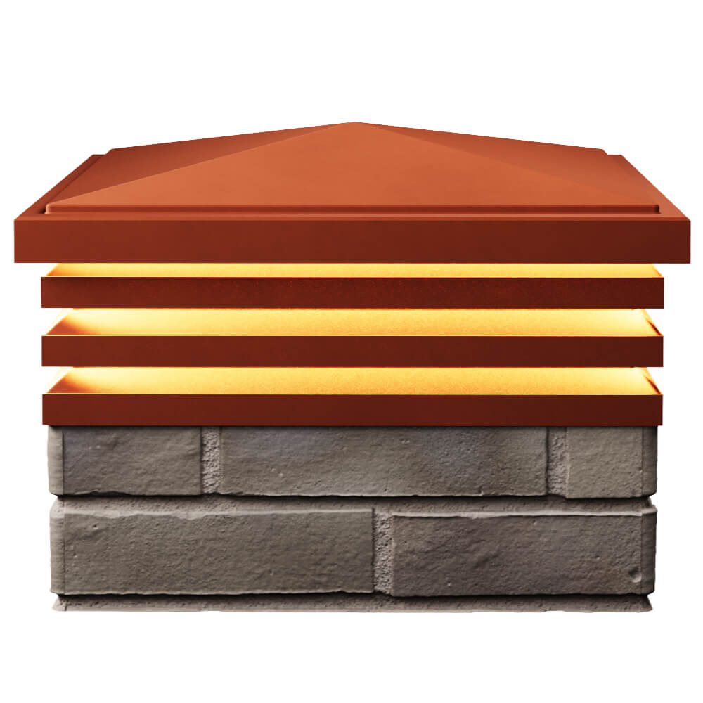 Колпак Zking Бона ХайТек Красный на столб 1.5х1.5 кирпича (385х385мм) с подсветкой в Кургане фото