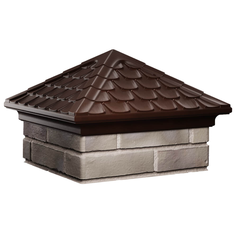 Колпак Zking Эльбрус Коричневый на столб 1.5х1.5 кирпича (385х385мм) в Кургане фото
