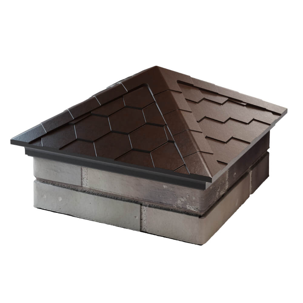 Колпак Zking Эверест Коричневый на столб 1.5х1.5 кирпича (390х390мм) в Кургане фото