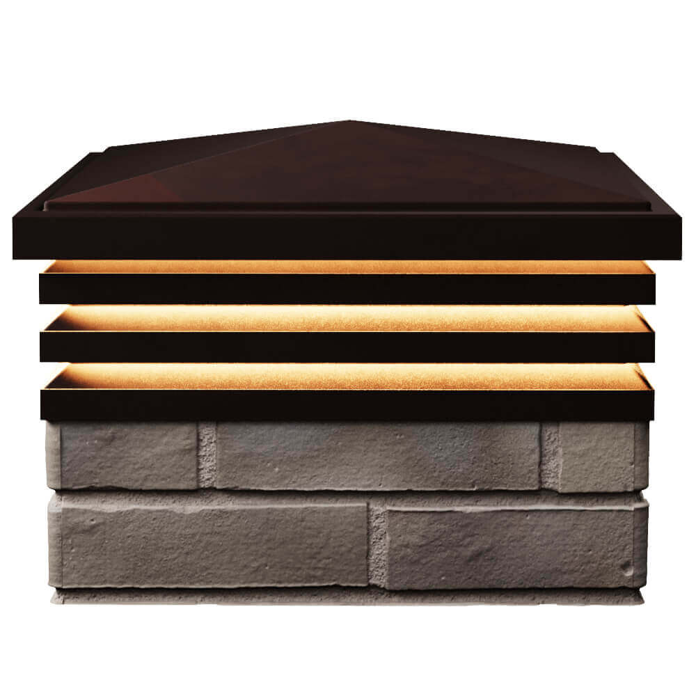 Колпак Zking Бона ХайТек Коричневый на столб 1.5х1.5 кирпича (385х385мм) с подсветкой в Кургане фото